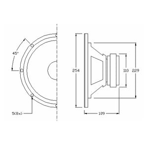 10" 100W Poly HiFi Woofer 8 Ohms