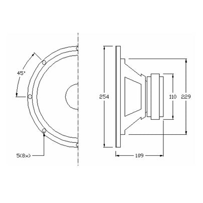 10" 100W Poly HiFi Woofer 8 Ohms