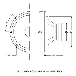 10" 250W High Power Woofer 8 Ohm