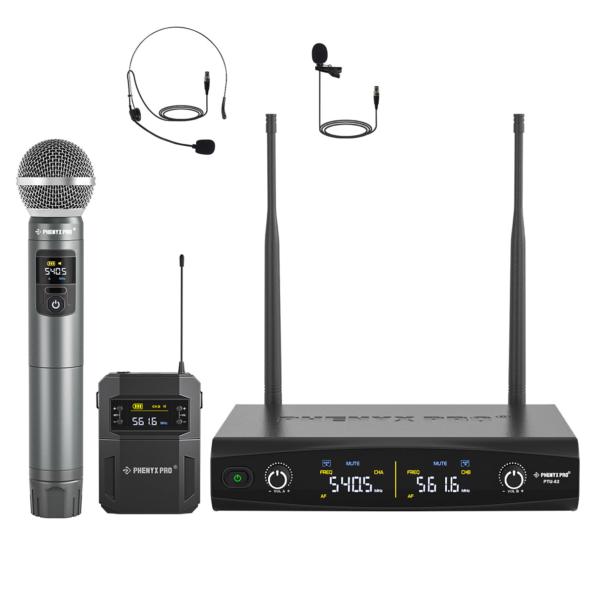 Combo Wireless Mic Set PTU-52-1H1B - Phenyx Pro
