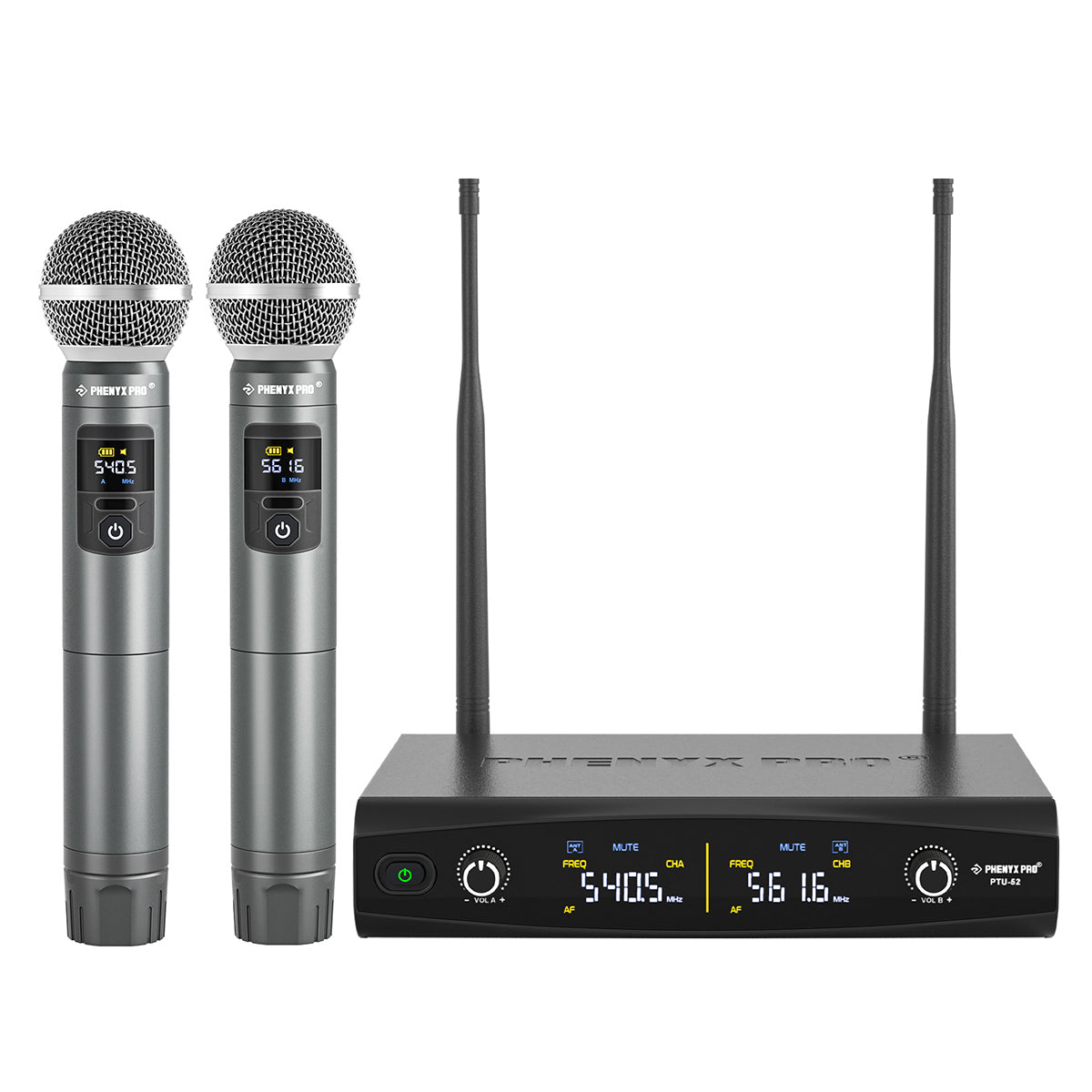 Dual Handheld Wireless Mic Set PTU-52-2H - Phenyx Pro