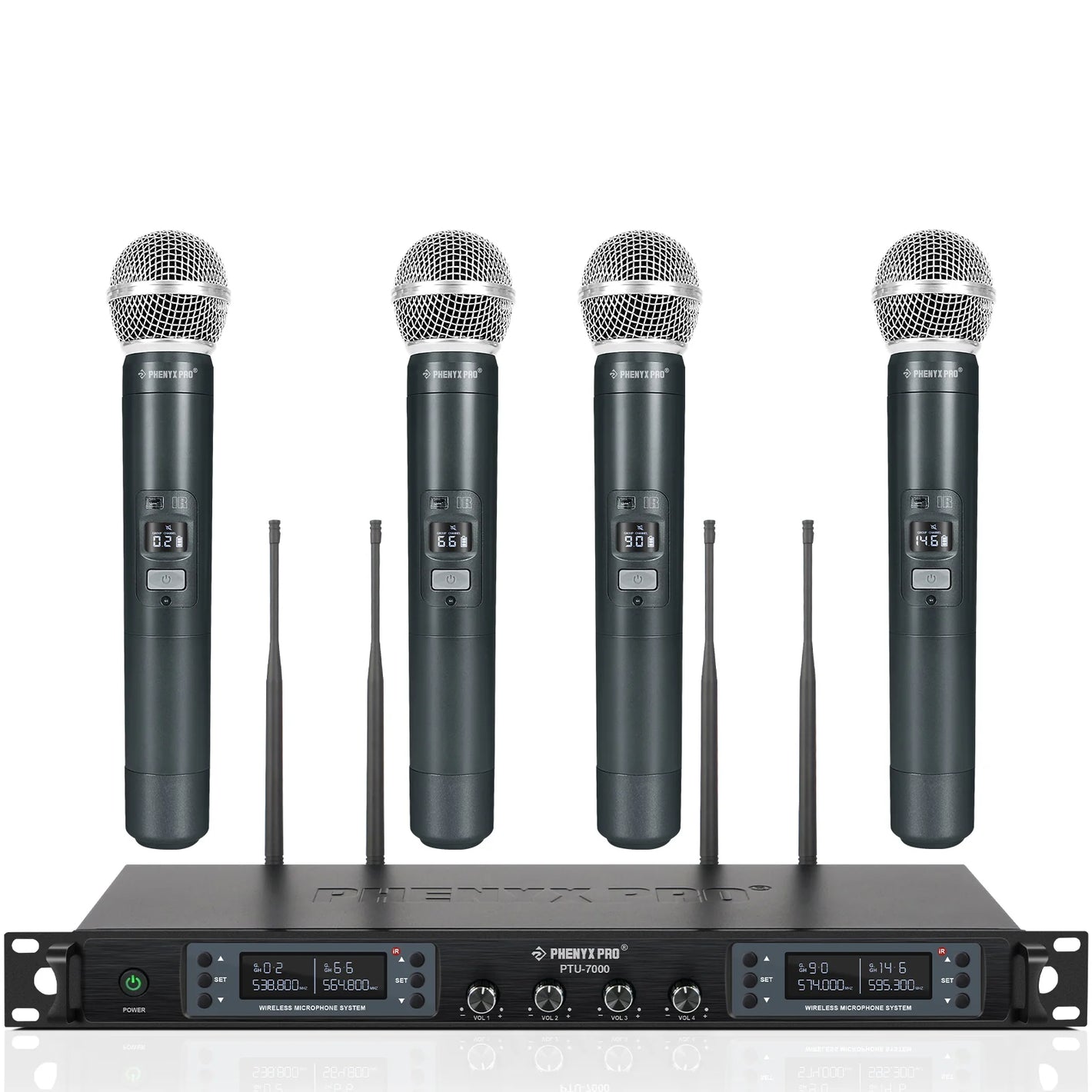 Quad Wireless Mic Receiver PTU-7000 - Phenyx Pro