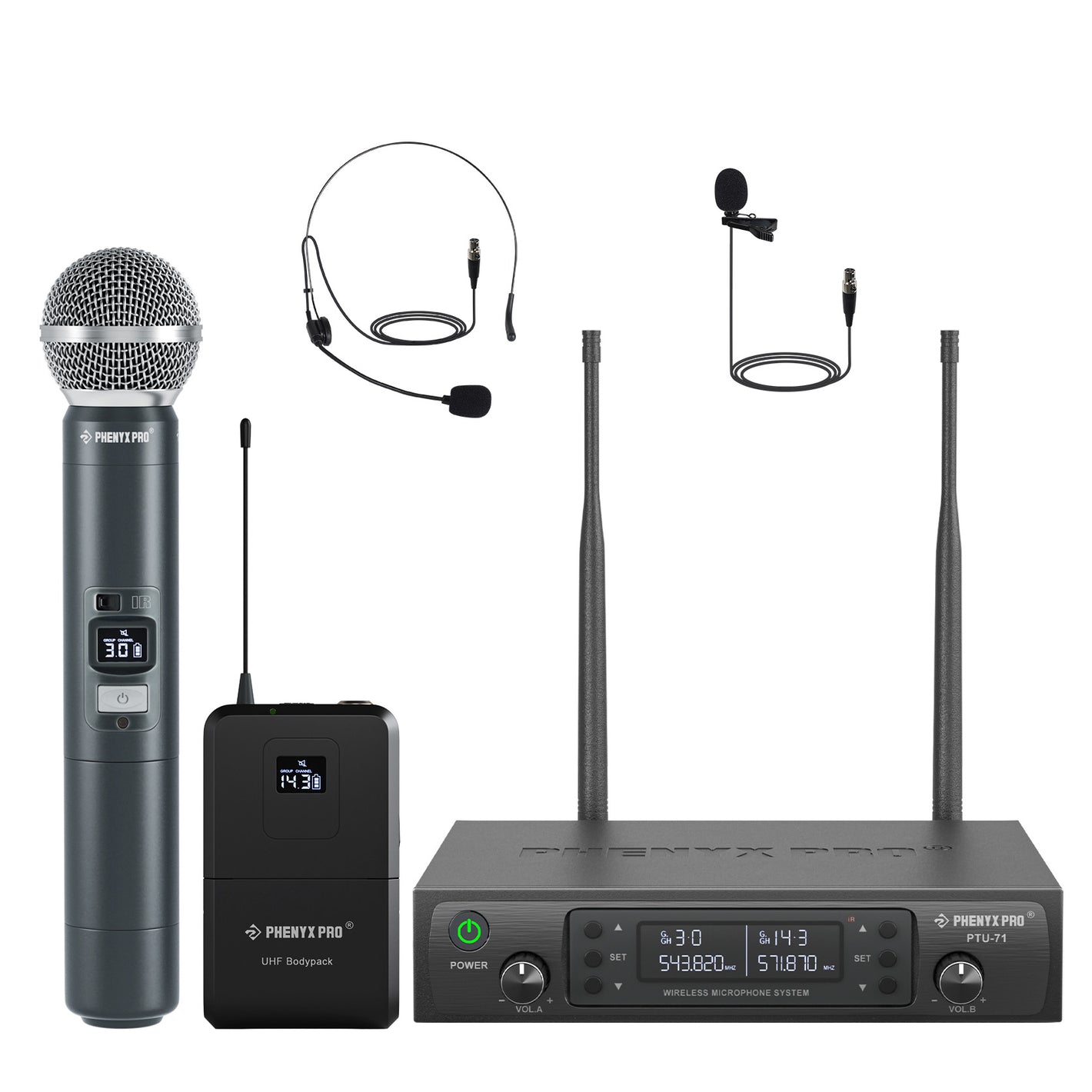 Combo Wireless Mic Set PTU-71-1H1B - Phenyx Pro