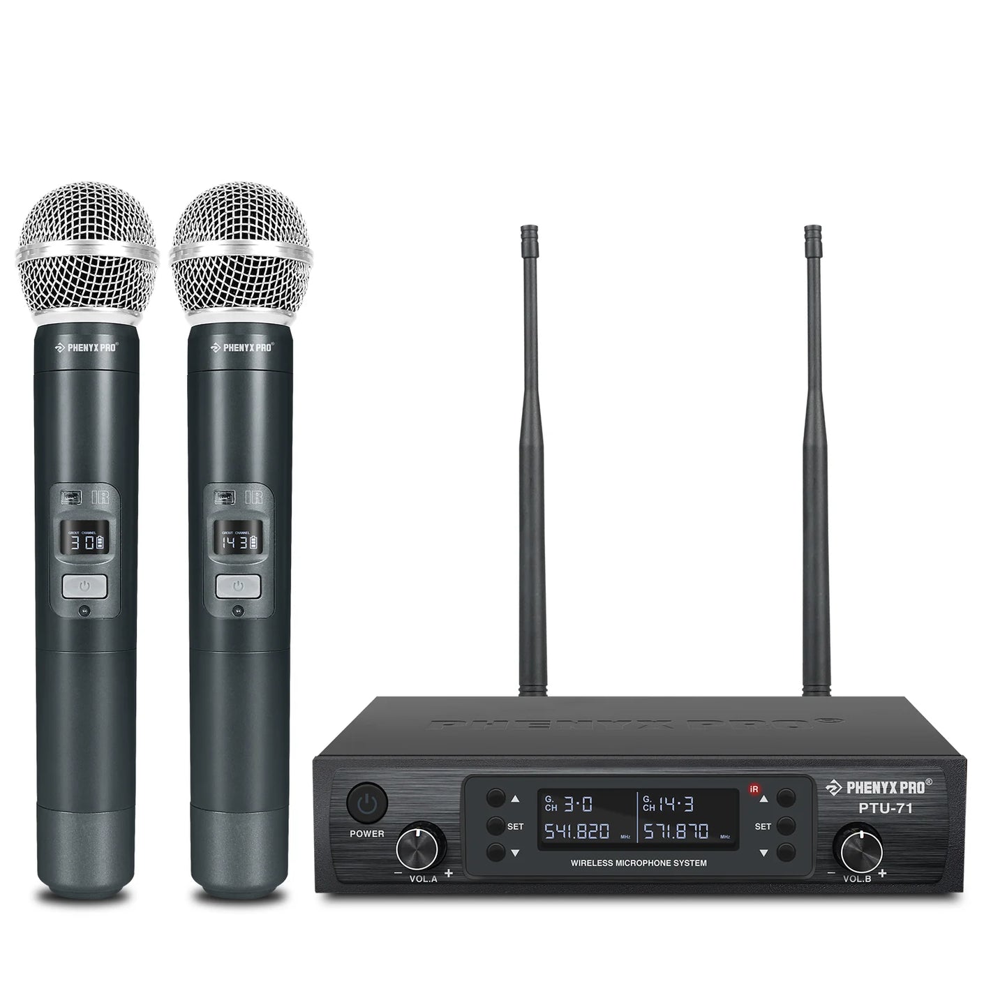 Dual Channel Wireless Mic Receiver PTU-71 - Phenyx Pro