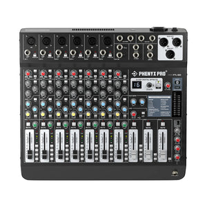 8 Channel Audio Mixer with Bluetooth USB | Phenyx Pro PTL-800